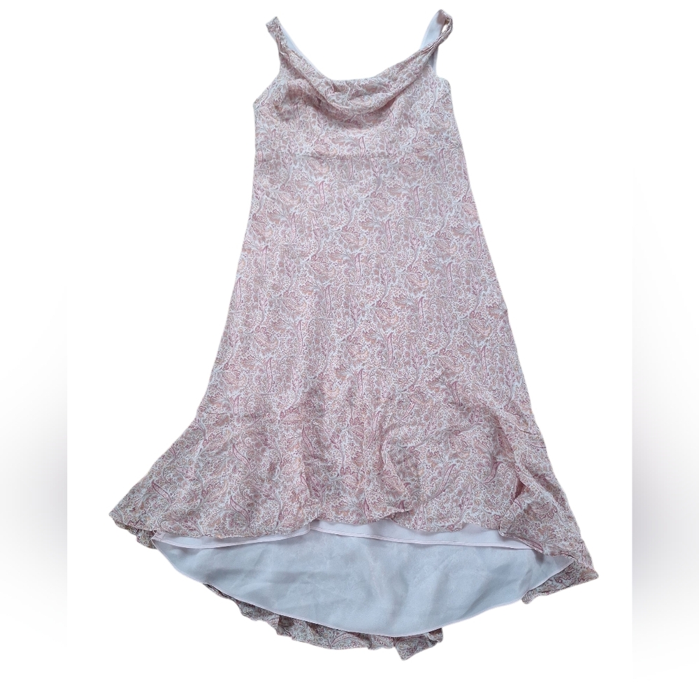 Ann Taylor Pink Paisley Babydoll Y2K Sleeveless Silk Flowy Midi Dress 4